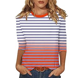slqdgmryz 3/4 Sleeve Tops for Women Summer Striped