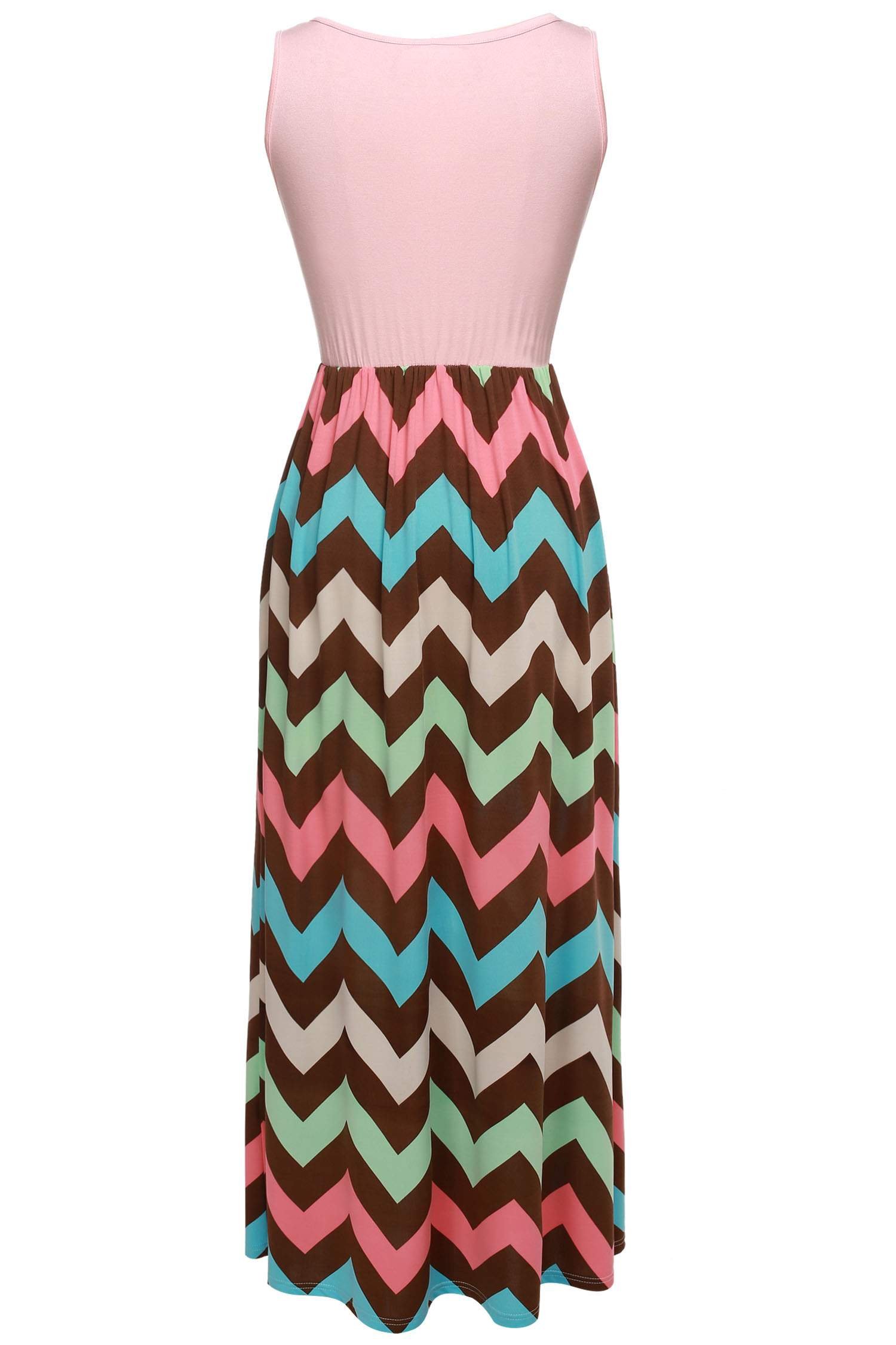 Meaneor Women\'s Crewneck Chevron Dress Cocktail Dresses Pink 2 XXL