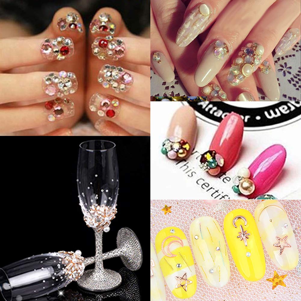 EBANKU 10 Boxes Nail Art Rhinestones Nail Studs Gems Nail Art Crystal Nail Jewels Nail Diamonds with 1 Pc Pick Up Tweezers 1 Pc Wax Pens for Nail Art Supplies Accessories : Beauty