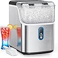 Nugget Ice Maker Countertop, HOMEZAY Pebble Ice Maker with Soft Chewable Pellet Ice, 33 lbs per Day, Compact Ice Machine with Self-Cleaning & LED Indicator for Home, Kitchen, Camping, RV, Office