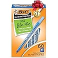 BIC Round Stic Xtra Life Ballpoint Pens, Medium Point (1.0mm), Blue, Flexible Round Barrel For Writing Comfort, 60-Count