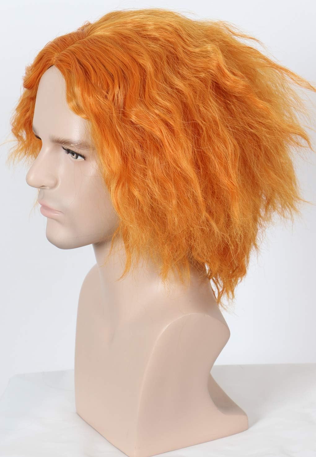 Linfairy Short Orange Wig Halloween Cosplay Costume Curly Wig for Women - Image 3