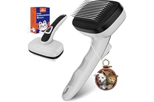YOYUPETA Dog Self Cleaning Slicker Brush for Shedding, Ideal for Short Long Haired Dogs, Including Cat. Removes Loose Fur, Undercoat, Mats, Tangled Hair. Suit for Large Medium Small Animal, Gray