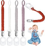 Aolso Dummy Clips Pacifier Chain 4pcs Grey White Purple Silicone Ring Adapter