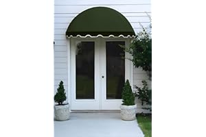 Easyawn Door and Window Sunbrella Canvas Awning / 5 Colors + 3 Sizes/Dome Awning / (Green 6 feet Wide)