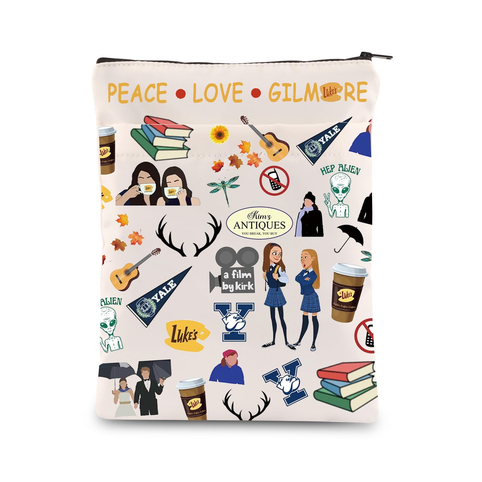KEYCHIN Gilmore TV Show Book Sleeve Lorelai And Rory Fans Gifts Peace Love Luke's Book Cover Protector For Bookworm Bookish (Gilmor BS)