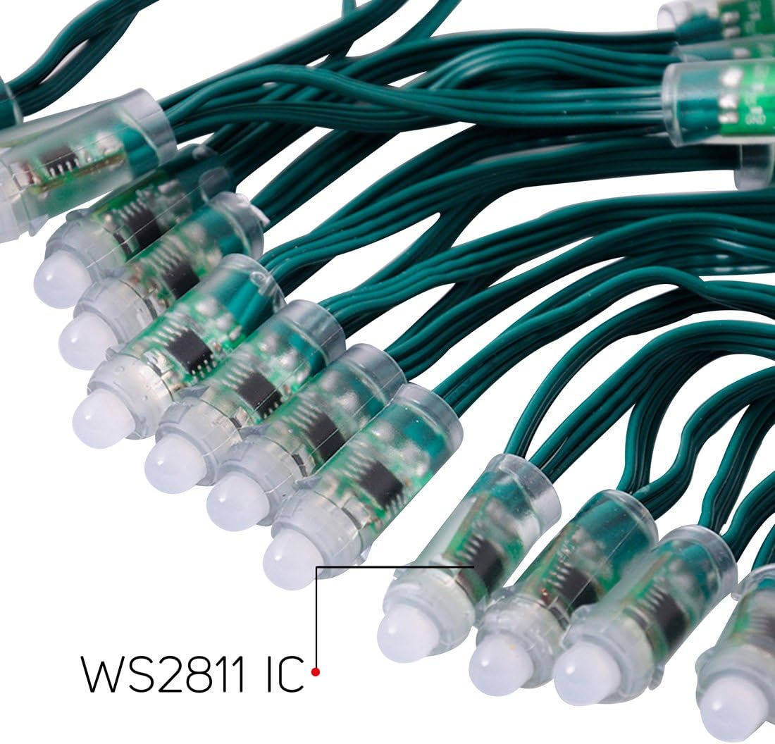 BTF-LIGHTING WS2811 Diffused Digital RGB LED Pixel String Light 12mm Individually Addressable Round LED Module 50pcs/String IP68 Waterproof DC 5V - Image 3