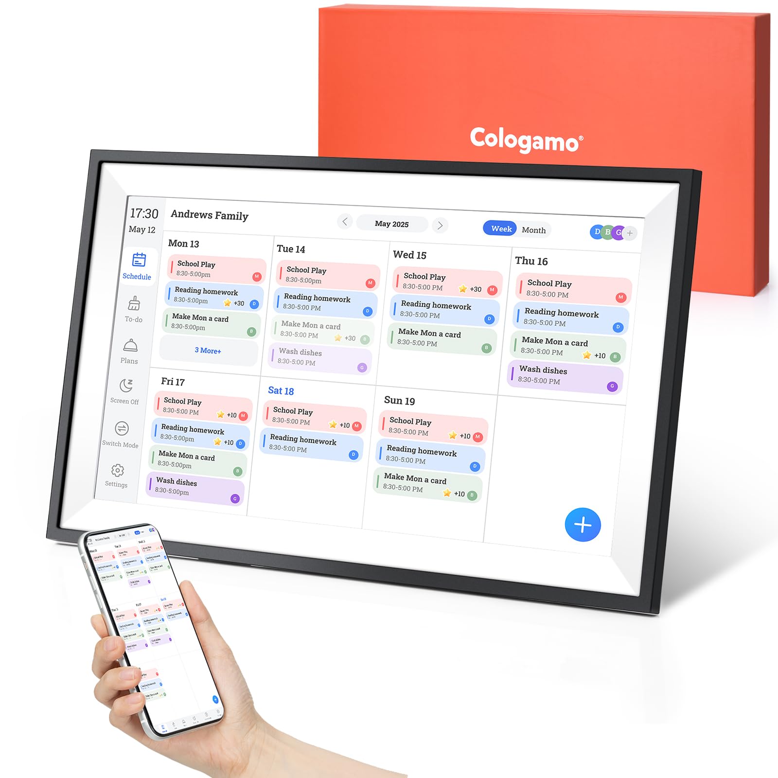 Photo 1 of 15.6" Digital Calendar Chore Chart – 1080P Full HD Interactive Touchscreen, Smart Family Planner, Hearth Display Digital Calendar Wall & Desk Mountable for Seamless Scheduling (Black)