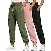 Neer 3 Pack Women's Cargo Sweatpants Joggers Pants Causal Gym Athletic Workout High Waist Bottom Y2k Fall Outfits with Pocket