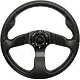 Red Hawk Steering Wheel, Formula GT Black Grip/Black Spokes 13" Diameter | OEM replacement, for golf cart, Style Formula GT, ACC-SW132