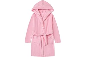 Umeyda Boys Girls Hooded Bathrobe Soft Towel Robe Kids Terry Cloth Spa Robes Sleepwear, 3-12 Years