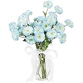 Coferset 6PCS Gerber Daisy Artificial Flowers, Realistic Silk Daisy Flowers for Wedding Centerpieces, Home Décor, Table Arrangements and Garden Cemetery Decor(Baby Blue)