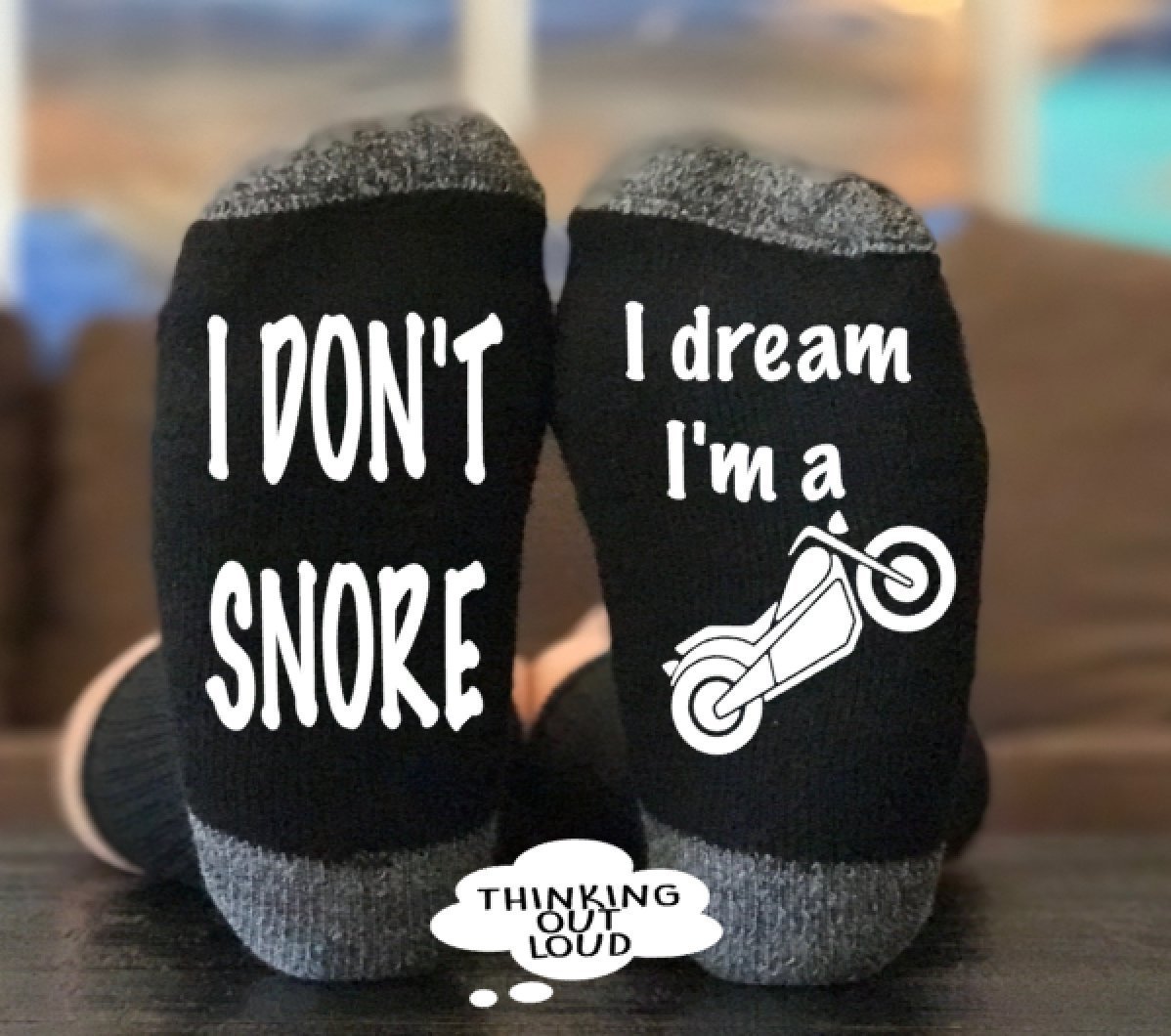I Don't Snore I dream I'm a Motorcycle Socks Funny