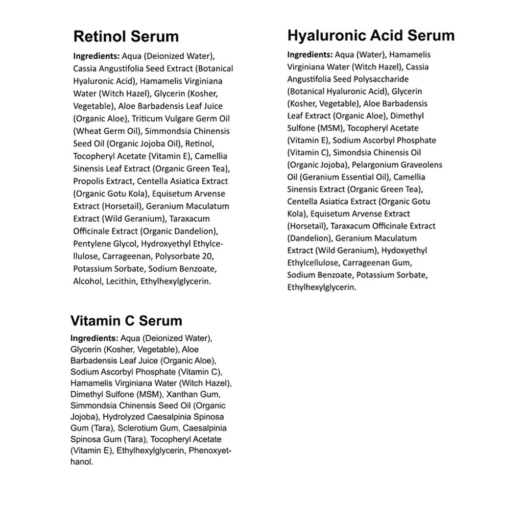 Anti Aging Serum 3-Pack for Face - Vitamin C Serum, Retinol Serum, Hyaluronic Acid Serum - Face Serum Full Regimen: Beauty
