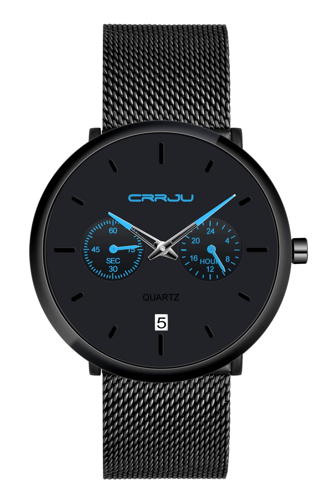 MicLee Men's Boy's Wrist Watches, Quartz Watch, Business Watch, Student Casual Watch, Alloy Watch with Calendar, Mineral Glass dial Window, Stainless Steel mesh Band