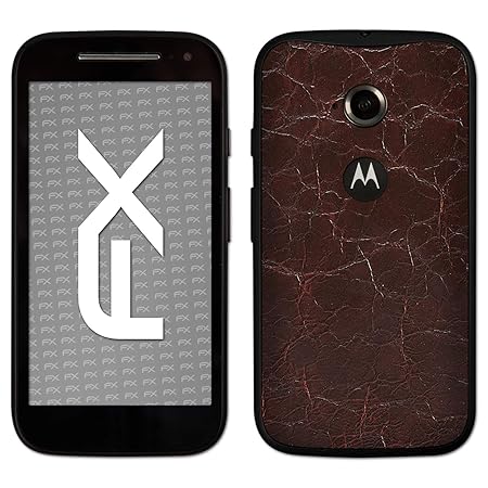 atFolix Skin kompatibel mit Motorola Moto E 2. Generation 2015, Designfolie Sticker (FX-Rugged-Leather-Brown), Grobe Leder-St