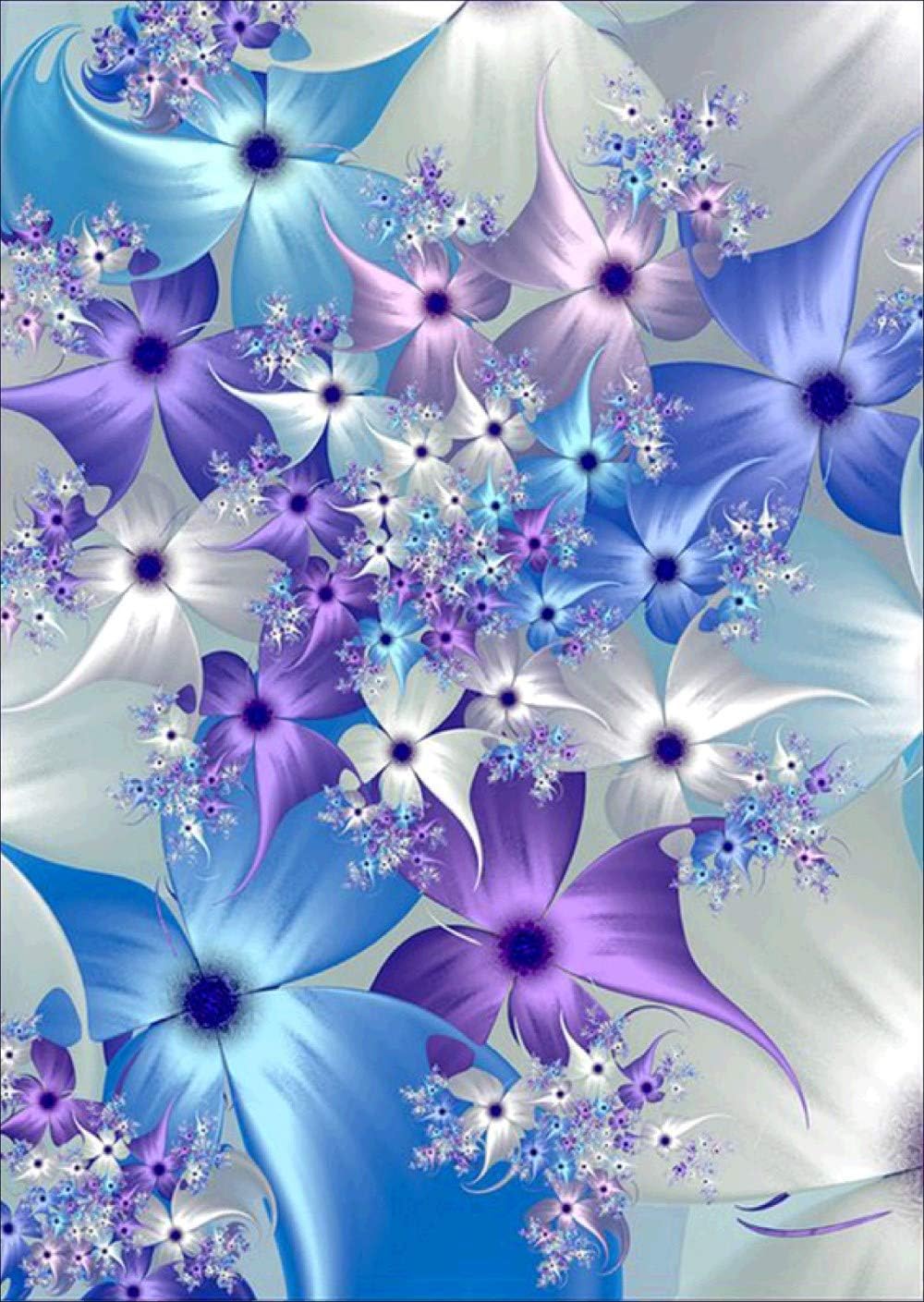 Blue Purple Flower Diamond Painting - PigPigBoss 5D Full Drill Diamond Embroidery Cross Stitch Art Colorful Flower Diamond Painting Kits for Adults (11.8 x 15.7 inches)
