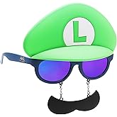 Sun-Staches Official Super Mario Sunglasses | Mario Luigi Peach Bowser Yoshi Wario or Waluigi Costume Accessory | Fits Most