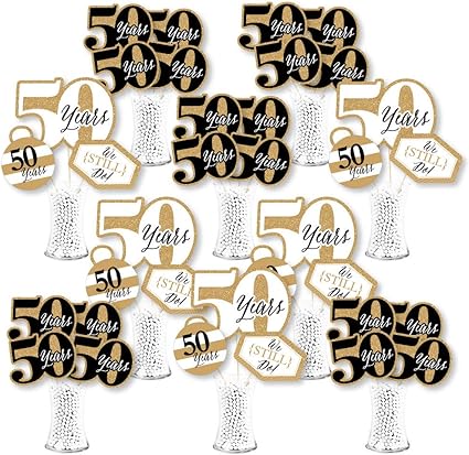 Amazon Com Big Dot Of Happiness We Still Do 50th Wedding Anniversary Anniversary Party Centerpiece Sticks Showstopper Table Toppers 35 Pieces Toys Games