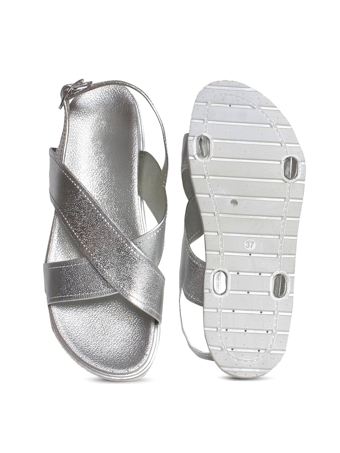 meriggiare women synthetic silver flats 40 eu