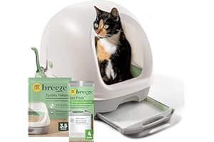 Purina Tidy Cats Breeze Covered Cat Litter Box System Kit with Pellet Cat Litter, Hooded Litter Box, and Litter Box Pads