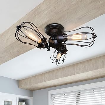 Laluz A03164 Industrial Close To Ceiling Light Rotatable 3 Heads