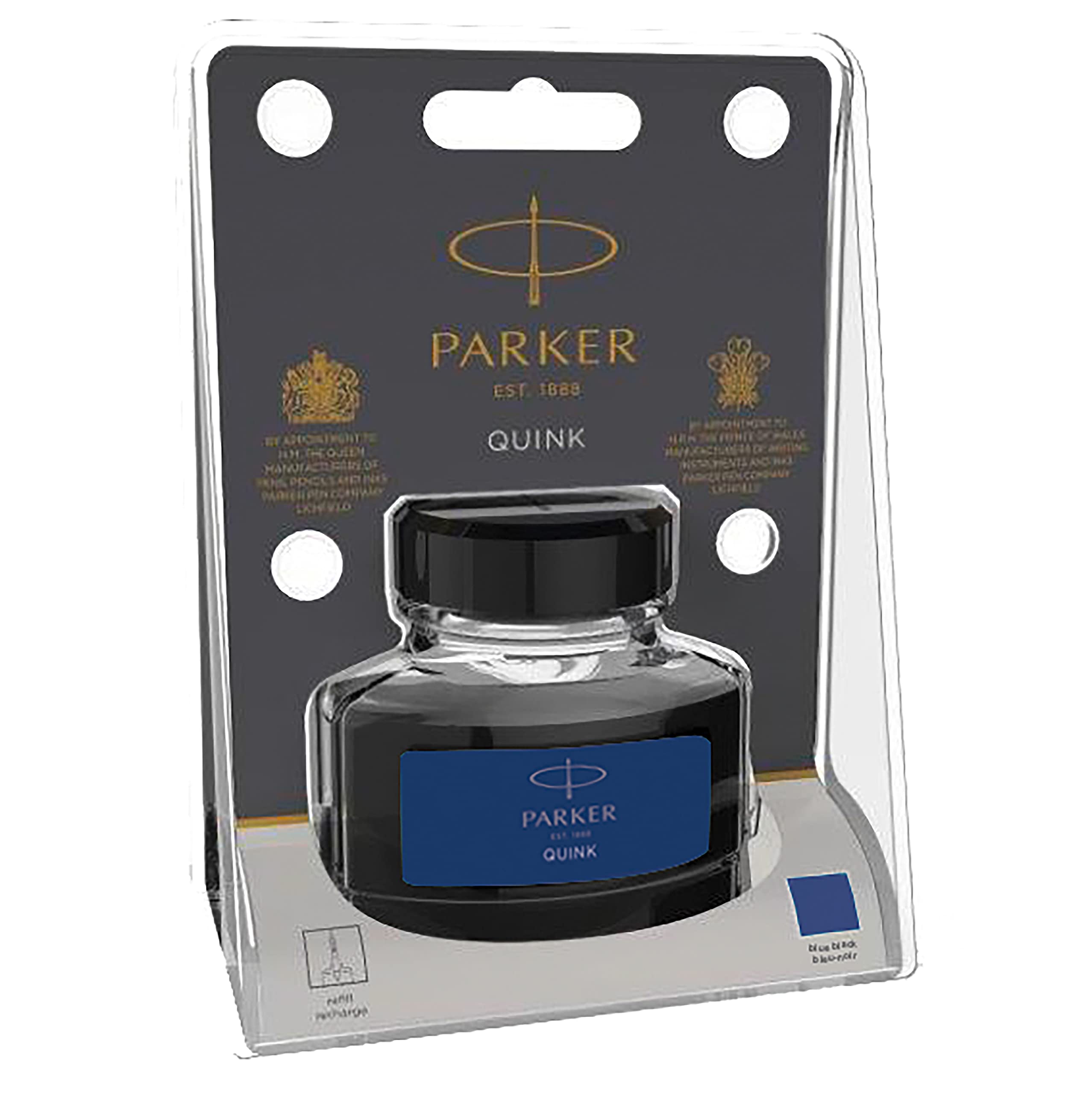 Parker QUINK Fountain Pen Ink Bottle | Blue-Black | 57 ml Fountain Pen Refill | Blister Pack