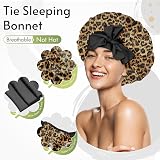 BONNET QUEEN Silk Bonnet for Sleeping Leopard Medium 42cm Elastic Band view 3