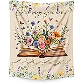 IWANGIFT Christian Blanket for Girls Women Book Lovers, God Says You are Throw Blankets Gift for Sister Daughter Mom Christians Birthday, 50x60 Inches Floral Decor Throw