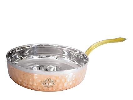 Taluka (5.5 x 1.5 inches) Stainless Steel Copper Fry Pan Tadka Pan 300 ML Cooking Dishes Home Hotel Restaurant Tableware Kitchen & Dining