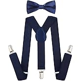 Kanfouaela Kid's Suspenders and Bowtie Set - Fits Child Boys & Girls, 6 Months to 7 Years, Perfect for Daily Wear & Events