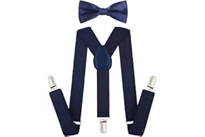Kanfouaela Kid's Suspenders and Bowtie Set - Fits Child Boys & Girls, 6 Months to 7 Years, Perfect for Daily Wear & Events