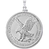 Solid Sterling Silver Coin Bezel for 1 oz American Eagle Silver Dollar Rhodium Plated for enhanced durability, shine, and tarnish resistance. Pendant Bezel, Charm Pendant, Made in the USA