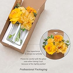 WELL KNOWN Artificial Flowers in Glass Vase with