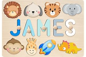 GifXify Personalized Name Puzzle for Kids | Custom Puzzle for Toddlers 1-3 | Wooden Educational Toy | Baby Gifts for 1 Year O