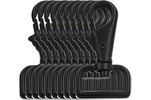 BIKICOCO 1'' Swivel Trigger Tilt & Bump Thumb Knob Bolt Snap Hook Lobster Clasp for Dog Leash Collar, Webbing, Black - Pack of 10