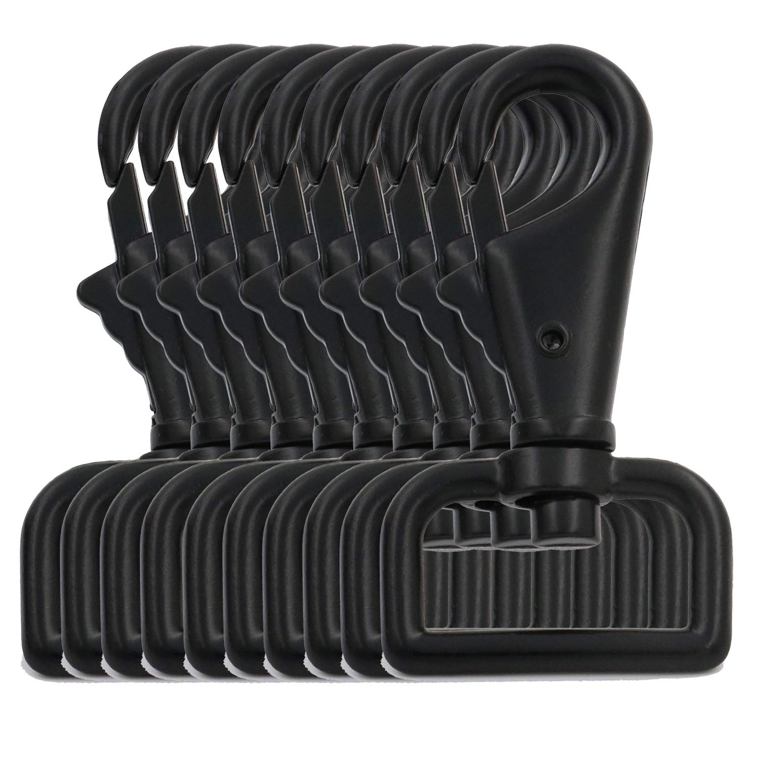 BIKICOCO 1'' Swivel Trigger Tilt & Bump Thumb Knob Bolt Snap Hook Lobster Claw Clasp Spring Loaded Clip, Black - Pack of 10