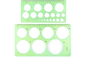 Ymapinc 2Pcs Circle Template for Drawing Drafting Geometric Circle Ruler for Painting Round Drawing Templates Plastic Transparent Ruler for School Office Supplies