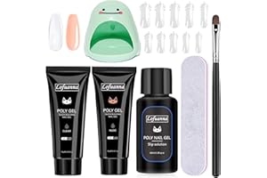 Lofuanna Poly Gel Nail Extension Kit, Clear and Nude Poly Extension Gel with UV Nail Lamp and Basic Nail Art Tools Manicure Kit, Beginner Starter Builder Glue Gel Kit DIY at Home Salon