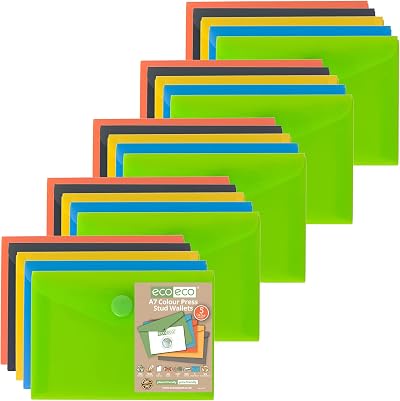 eco-eco A7 50% Recycled Assorted Wallets 25 Pack 105 x 74mm Popper