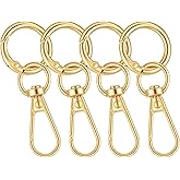 4Pcs Swivel Snap Hooks, 2.36 Inch Metal Gold Keychain Clip with Key Rings for Jewelry Making Lanyards DIY Crafts Hardware (Gold)