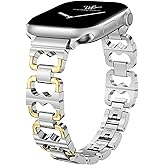 Wearlizer Compatible with Apple Watch Band 42/46/38/40/41/44/45/49mm Women, Dressy Pretty Stainless Steel Metal Strap Fancy Designer Link Bracelet for iWatch Series 11 10 9 8 7 6 5 4 3 SE/Ultra 3 2 1