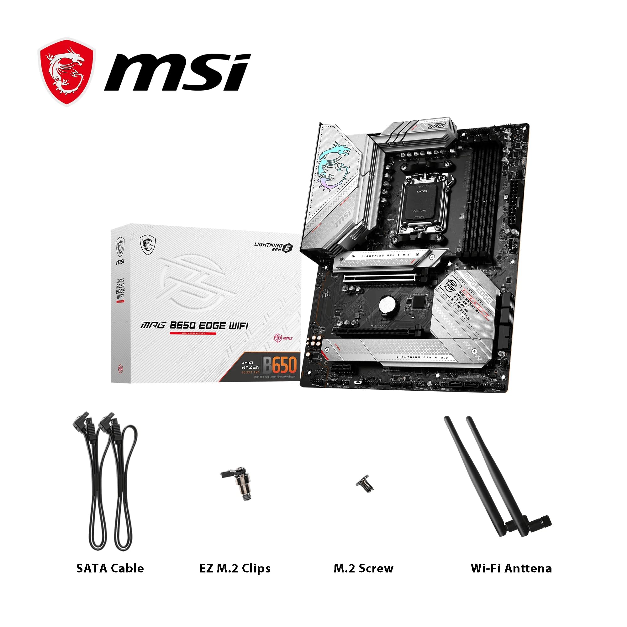 Msi Mpg B650 Edge Wifi Motherboard, Atx - Supports Amd Ryzen 9000 Cpus, Am5 - 14 Phases Drps Cpu Power 80A Vrm, Ddr5 Memory Boost 6600+Mhz/Oc, 2 X Pci-E 4.0 X16, 1 X M.2 Gen5, 2 X M.2 Gen4, Wi-Fi 6E - View 10