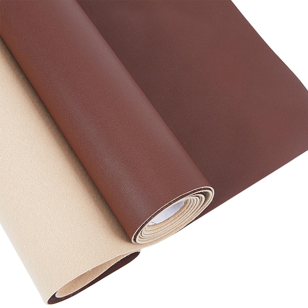 GORGECRAFT 135x30cm Imitation Leather Fabric Flat Grain Synthetic PU Leathercloth Faux Leather Fabric for DIY Sewing Crafts Handbag Wallets Suitcase Sofa Seat Covers Patch Jewelry Making, Sienna