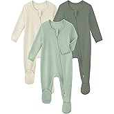 Yoofoss Rayon Made From Bamboo Baby Pajamas 3pcs Newborn Sleepers For Boy Girl Clothes, 0-3 3-6 6-9 Months Footed Pjs