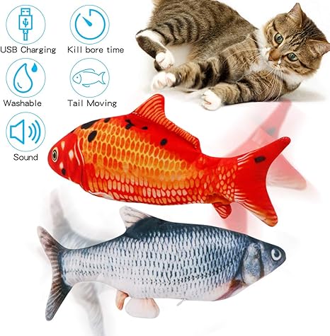 Fancywhoop 2 Pack Cataire Jouets Poisson Electronique Poisson Pour Chat Interactif Simulation Poissons En Peluche Usb Rechargeable Amazon Fr Animalerie