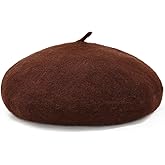 Women French Wool Beret Hats - Solid Color Classic Beanie Winter Cap