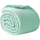 100% Cotton Muslin Blanket Large 50" x 70", Breathable and Lightweight Cotton Throw Blanket for Bed and Couch, Soft Cooling Summer Gauze Blanket for Adults All Season, Mint