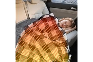 WOOMER Car Heated Blanket, 12-Volt Portable Heated Car Blanket with 4 Heating Levels & 4 Hours Auto Off for Car, Truck, SUV, RV or Camping, Travel, Machine Washable, 59" X 43", Plaid