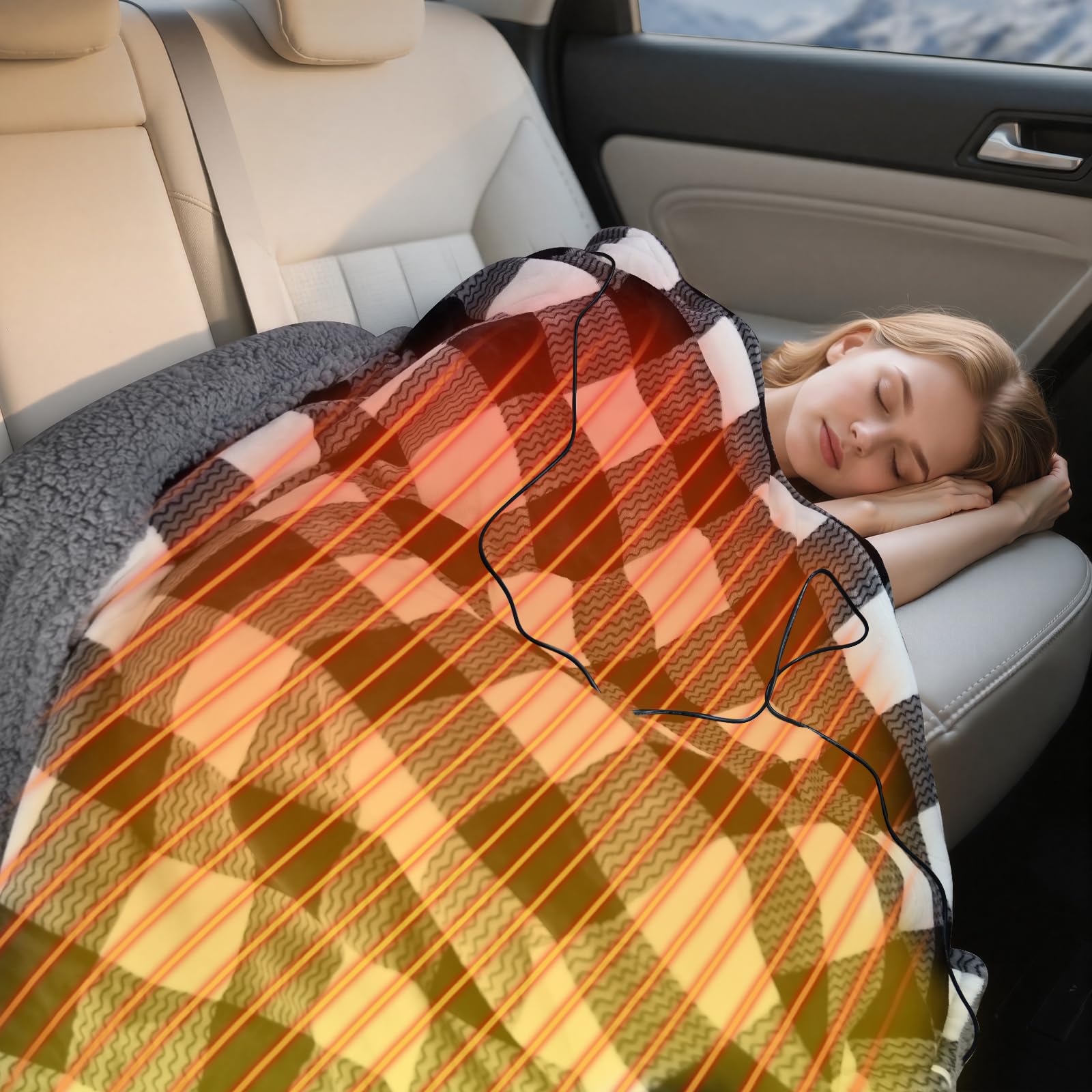 Photo 1 of ***PARTIAL SET - PRICE ADJUSTED***
WOOMER Car Heated Blanket, 12-Volt Portable Heated Car Blanket with 4 Heating Levels & 4 Hours Auto Off for Car, Truck, SUV, RV or Camping, Travel, Machine Washable, 59" X 43", Plaid